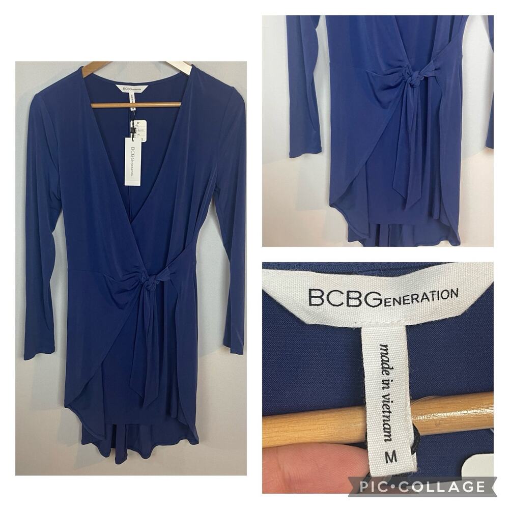 BCBGeneration Blue Wrap Dress Size M NWT